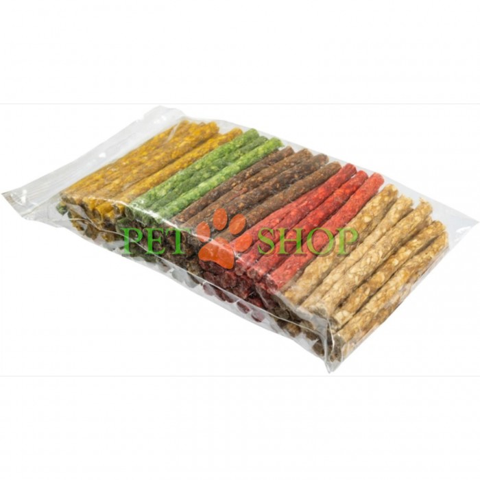 <p><strong>Палочки гранулированные диаметром 1&nbsp;см, длиной 12 см.&nbsp;Вкусы микс:&nbsp;салями,&nbsp;с рубцом,&nbsp;с говядиной,&nbsp;с водораслями.</strong></p>