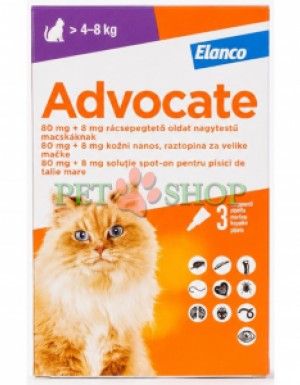 <p><strong>Elanco\Bayer Advocate для кошек от 4 кг до 8&nbsp;кг от блох, клещей и др., а также глистов,&nbsp;1 пипетка*0,8&nbsp;мл</strong></p>