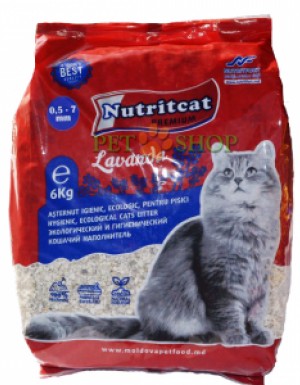 <p><strong>NUTRITCAT PREMIUM - așternut igienic, ecologic pentru pisici, din 100% bentonite cu aromă de levănțică. Dimensiuni între 0,5 mm – 7 mm (granule mari)</strong></p>