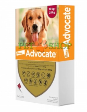 <p><strong>Elanco\Bayer Advocate для собак от 10&nbsp;кг до 25&nbsp;кг от блох, клещей и др., а также глистов,&nbsp;1 пипетка*2,5&nbsp;мл</strong></p>