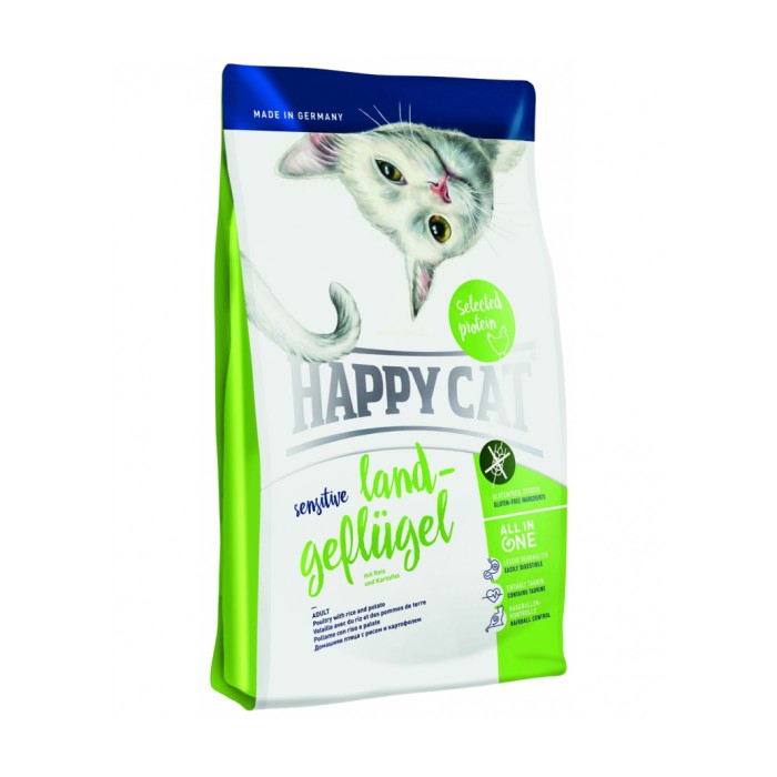 <p><strong>Happy Cat Sensitive с домашней&nbsp;птицей&nbsp;для кошек с чувствительным пищеварением и аллергиков</strong></p>