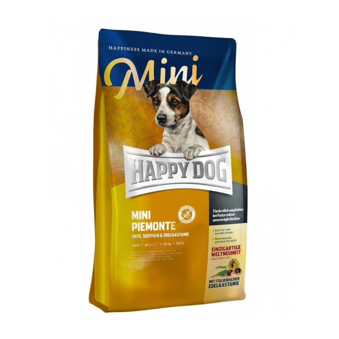<p><strong>Happy Dog Supreme Mini Piemonte&nbsp;4 кг&nbsp;для мелких пород с&nbsp;итальянскими пищевыми каштанами, уткой и морской рыбой.</strong></p>