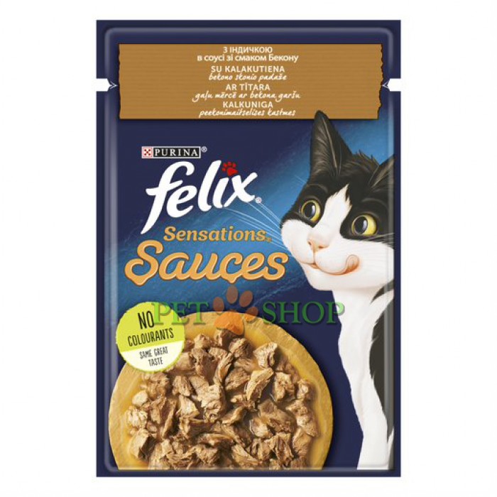 <p><strong>Conserve pentru pisici Purina Felix Sensations,curcan cu slănină 85 gr</strong></p>