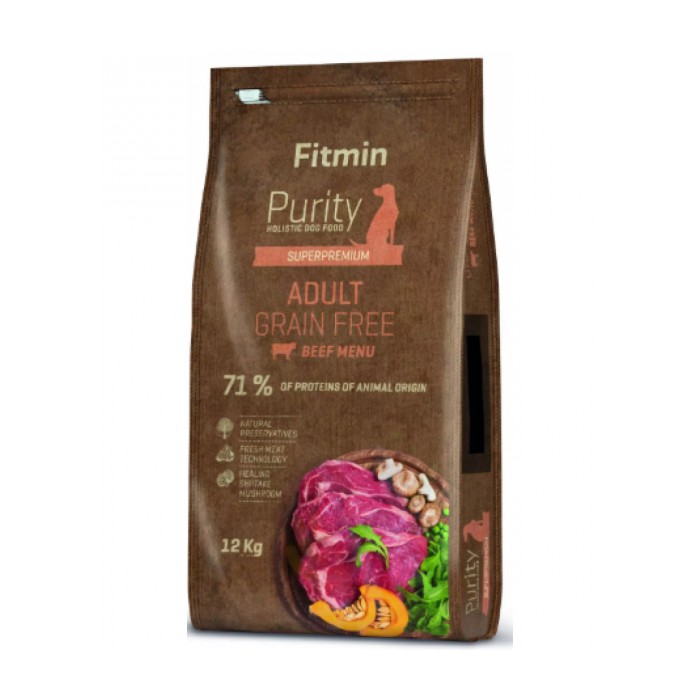 <p><strong>Fitmin Dog Purity Adult Beef&nbsp;Grain Free&nbsp;- полноценный беззерновой корм для взрослых собак средних и крупных пород.</strong></p>
