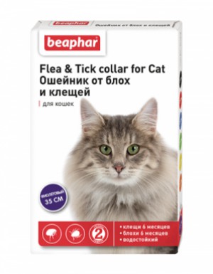 <p><strong>Ошейник Beaphar Flea & Tick collar for Dog от блох и клещей для кошек, фиолетовый 35 см</strong></p>