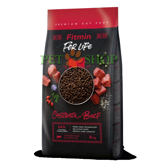 <p><strong>Fitmin For Life Castrate Beef&nbsp;&nbsp;-&nbsp;Hrana completa pentru pisici adulte castrate cu carne de vita proaspata.</strong></p>