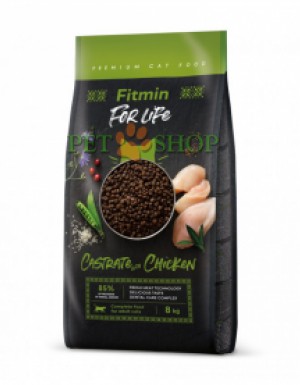 <p><strong>Fitmin For Life Castrate Chicken - Hrana completa pentru pisici adulte castrate cu carne proaspata de pasare.</strong></p>