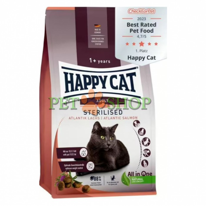 <p><strong>&nbsp;Happy Cat Sterilised Weide-Lamm pentru pisici sterilizate&nbsp;cu pui și somon 10 kg</strong></p>