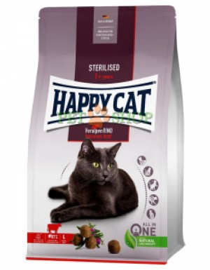 <p><strong> Happy Cat Sterilised Voralpen-Rind pentru pisici sterilizate cu pui și carne de vită</strong><strong> 1 kg la cantar</strong></p>