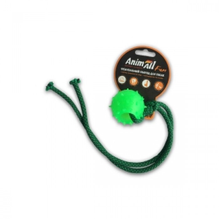 <p><strong>Оригинальная и яркая игрушка AnimAll Fun в виде мячика из натурального и не токсичного каучука с прочным канатом для собак, 1 шт</strong></p>