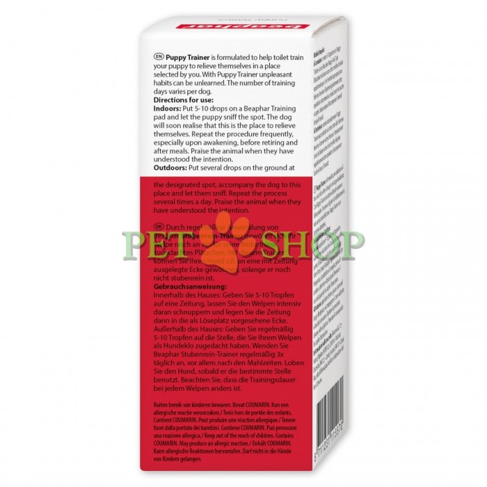 <p><strong>Beaphar Puppy Trainer -&nbsp;</strong>капли для приучения к туалету для щенков. Несколько капель средства, нанесённых на выбранное место &mdash; например, на пелёнку, в лоток или на лист газеты, &mdash; помогут приучить питомца справлять нужду в определённом месте.</p>
