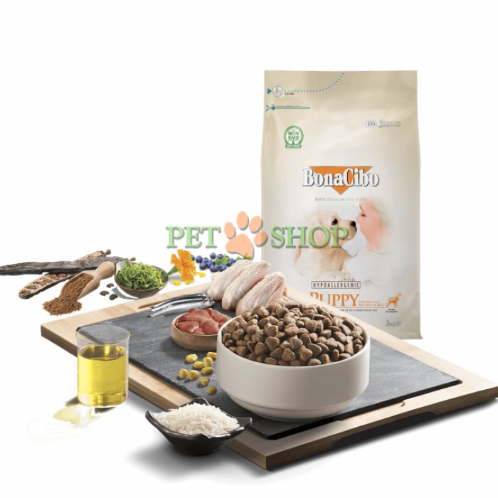 <p><strong>BonaCibo Puppy разработан с оптимальным балансом белков, жиров и углеводов для обеспечения здорового роста.&nbsp;</strong></p>