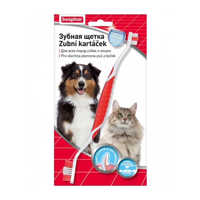 <p><strong>Представляет собой двустороннюю щетку для очищения зубов собак и кошек всех размеров и пород.&nbsp;</strong></p>