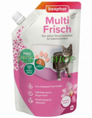 <p><strong>Beaphar Multi Frisch с запахом орхидеи -&nbsp;</strong>&mdash; это <!--qkimaf KoSm1e_s/HugV6--><!--cqw1tb KoSm1e_s/HugV6-->высокоэффективный освежитель и нейтрализатор запаха для кошачьего туалета в виде порошка (гранул)<!--TgQPHd|||[[]]-->. Продукт разработан на основе уникальной технологии инкапсуляции мочи<!--TgQPHd|||[]--> и добавления пробиотиков.&nbsp;</p>