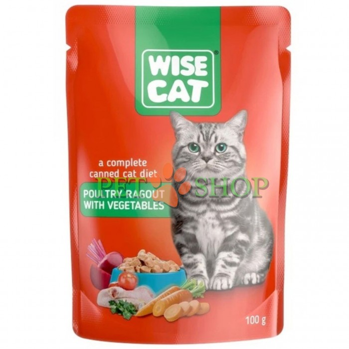 <p><strong>Wise Cat Ragout de carne de pasăre cu legume</strong> &ndash; este o hrană umedă completă, special formulată pentru pisici adulte de toate rasele.</p>
