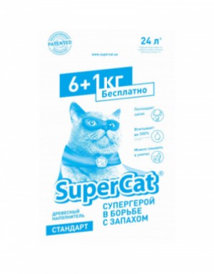 <p><strong>Supercat Standard без аромата 24 L, 6+1 кг. Имеет светлые гранулы 6 мм.</strong></p>