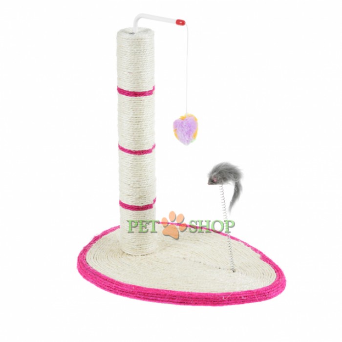 <p><strong>Когтеточка на овальной подставке с мышкой на пружине и шариком, H - 45&nbsp;см.</strong></p>