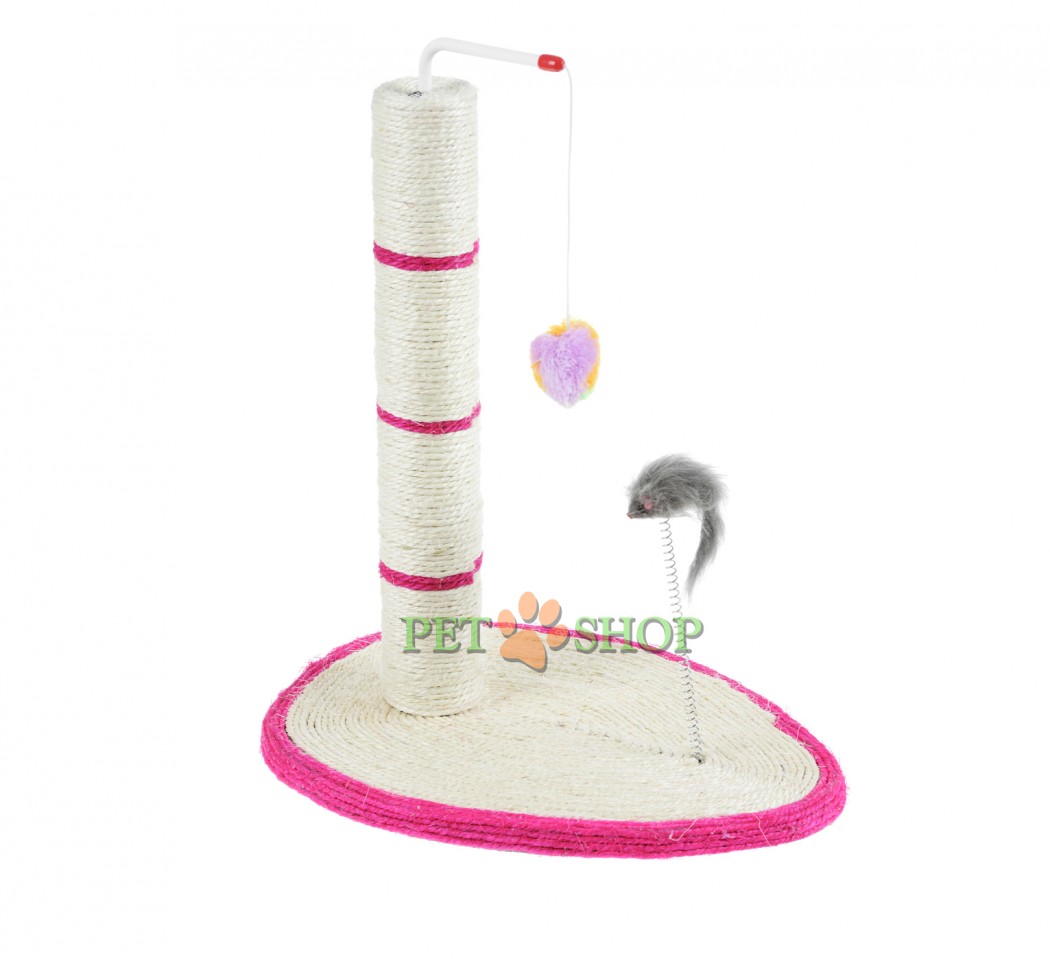 <p><strong>Когтеточка на овальной подставке с мышкой на пружине и шариком, H - 45&nbsp;см.</strong></p>