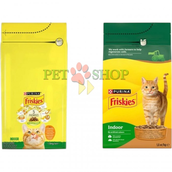 <p><strong>Упаковка сухого корма для домашних кошек Purina Friskies Indoor с курицей, индейкой и овощами 10&nbsp;кг.</strong></p>