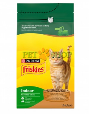 <p><strong>Упаковка сухого корма для домашних кошек Purina Friskies Indoor с курицей, индейкой и овощами 1,5 кг.</strong></p>