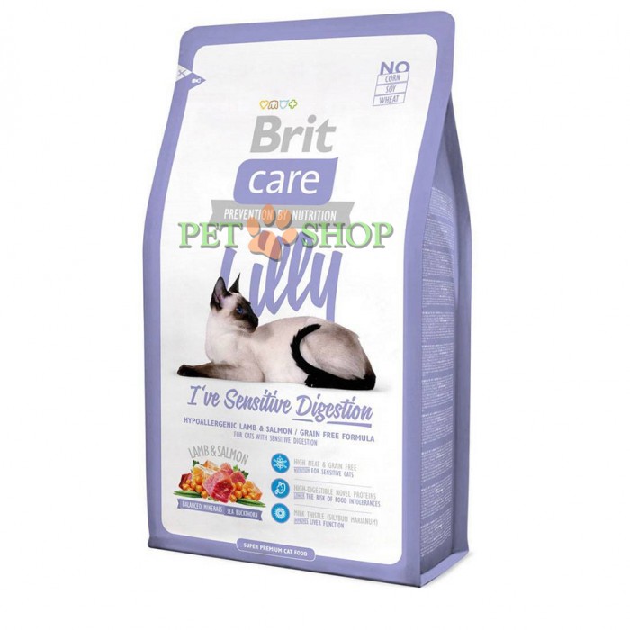 <p><strong>Беззерновой Сухой корм Brit Care Cat Lilly Sensitive Digestion для кошек с чувствительным пищеварением, с лососем и ягненком, 2&nbsp;кг</strong></p>