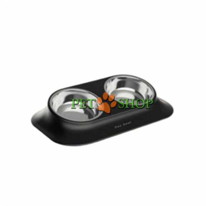 <p><strong>Миска двойная AnimAll для собак и кошек на подставке металл/пластик, 420 мл черная</strong></p>