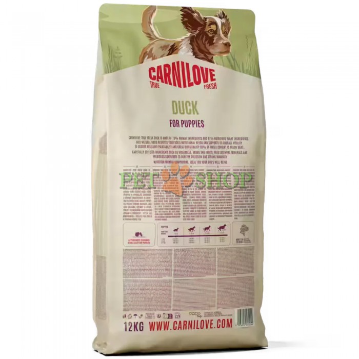 <p><strong>Carnilove True Fresh Puppy Duck</strong> -&nbsp;полнорационный корм TRUE FRESH со свежей уткой. Для щенков всех пород в возрасте от 1 до 12 месяцев.&nbsp;<strong>Свежее мясо -&nbsp;Без куриного мяса и жира -</strong>&nbsp;<strong>Без злаков.&nbsp;</strong></p>