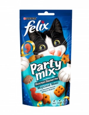 <p><strong>В каждой пачке – 3 зажигательных вкуса ароматных гранул с аппетитной текстурой! Вкусное Лакомство Felix Party Mix содержит белок, витамины и Омега 6 жирные кислоты.</strong></p>