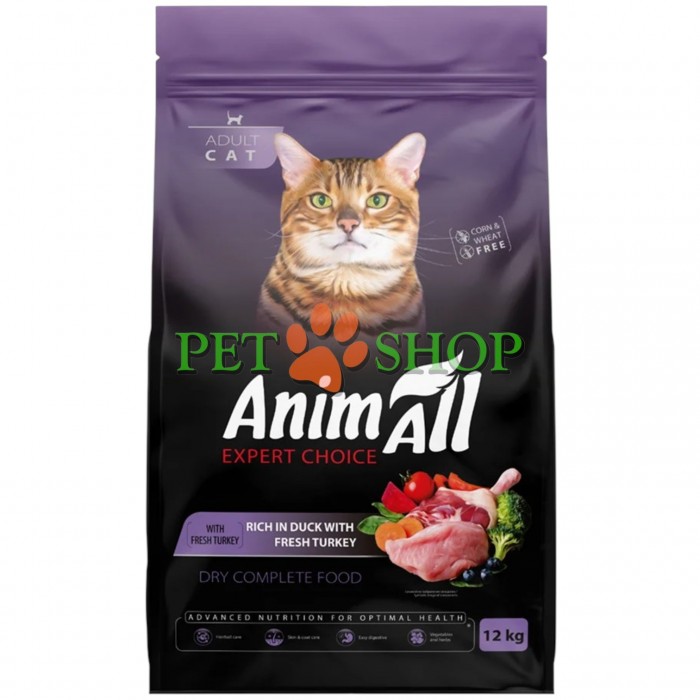 <p><strong>AnimAll Expert Choice Adult Cat&nbsp;Turkey, Duck -&nbsp;</strong>полнорационный сухой корм со свежей индейкой и уткой для взрослых кошек всех пород. Формула сочетает высококачественные белки, полезные жиры, овощи, ягоды и витаминно-минеральный комплекс для поддержания активного образа жизни, иммунитета и здорового вида шерсти любимца.</p>