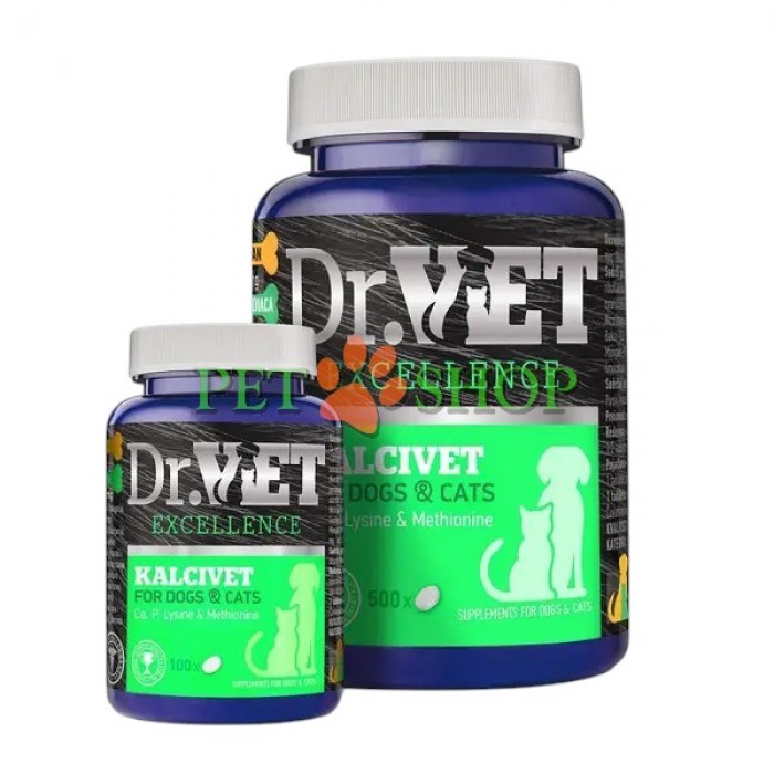 <p><strong>Dr. Vet KalciVet - пищевая добавка для поддержания &nbsp;развития и сохранение костной системы собак и кошек , щенков и котят, беременных и кормящих сук и пожилых собак и кошек&nbsp;</strong></p>