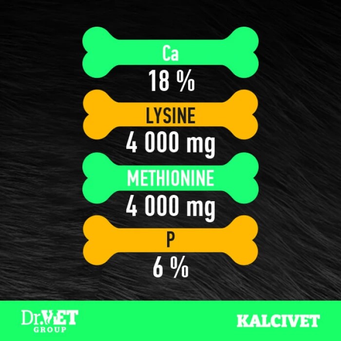 <p><strong>Dr. Vet KalciVet - пищевая добавка для поддержания &nbsp;развития и сохранение костной системы собак и кошек , щенков и котят, беременных и кормящих сук и пожилых собак и кошек&nbsp;</strong></p>