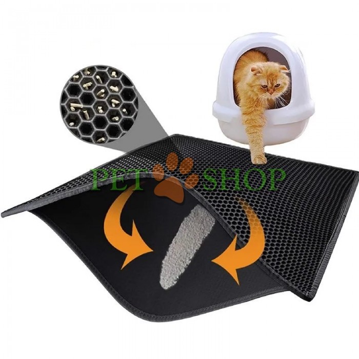 <p><strong>* Легко очистить. Внутри коврика собравшийся наполнитель можно легко высыпать обратно в лоток и помыть коврик. * Водонепроницаемый. * Быстро сохнет. * Уменьшает запахи. * Размеры 45 х 60&nbsp;см.&nbsp;Цвет: Черный.</strong></p>