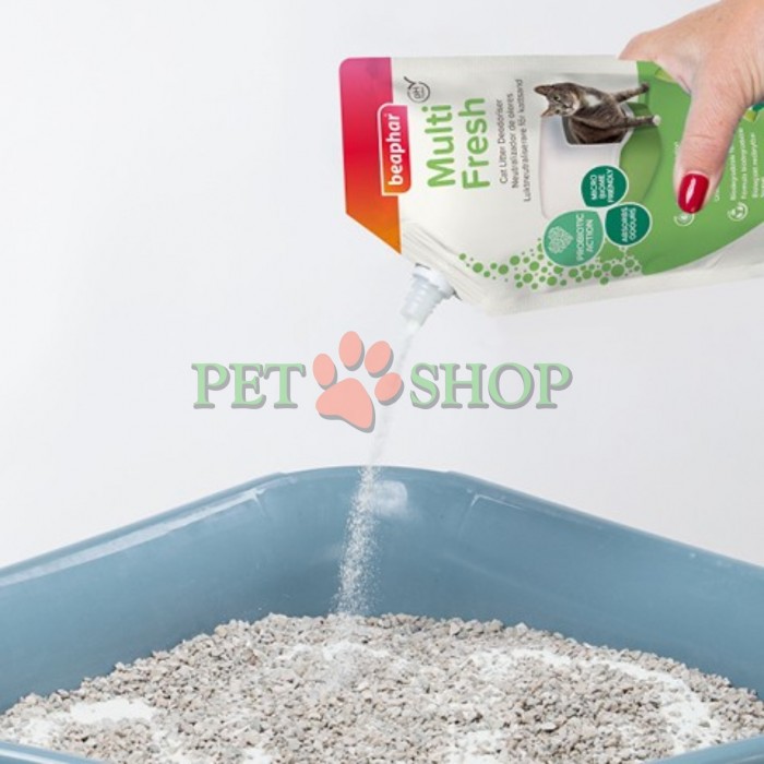 <p><strong>Beaphar Multi Fresh</strong>&nbsp;устраняет неприятные запахи и продлевает срок использования наполнителя для кошачьего туалета. <strong>С приятным ароматом ванили и дыни.</strong></p>