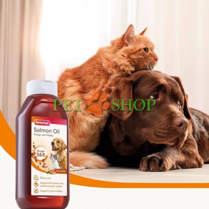 <p><strong>Beaphar Salmon Oil</strong> -&nbsp;натуральная добавка в виде лососевого масла для кошек и собак. Обогащает ежедневный рацион любимца, поддерживает здоровье сердечно-сосудистой системы, подвижность суставов, улучшает состояние кожи и вид шерсти.</p>