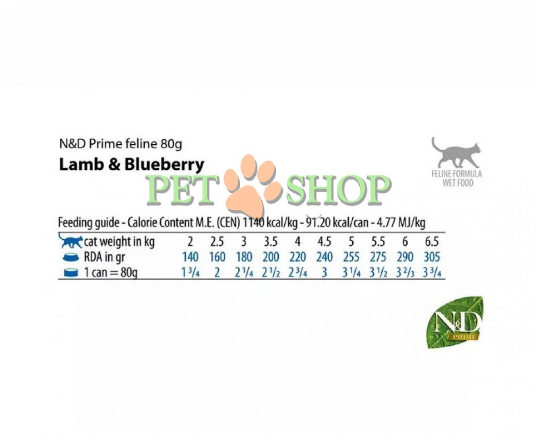 <p><strong>Farmina ND Cat Prime Lamb,&nbsp;Blueberry влажный беззерновой корм для взрослых кошек с ягненком и черникой - 70 гр</strong></p>