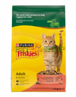 <p><strong>Cухой корм Friskies для взрослых кошек мясо, курица, овощи 1,5 кг</strong></p>