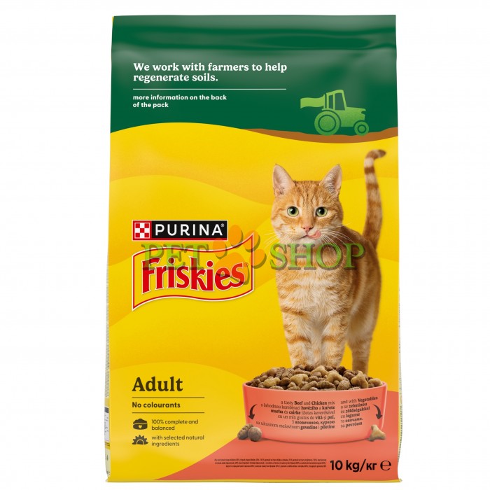 <p><strong>Cухой корм Friskies для взрослых кошек мясо, курица, овощи 10 кг</strong></p>