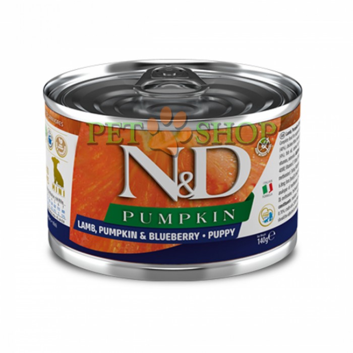 <p><strong>ЯГНЕНОК, ТЫКВА И ЧЕРНИКА. Полнорационный влажный корм для щенков, беременных и кормящих собак.</strong></p>