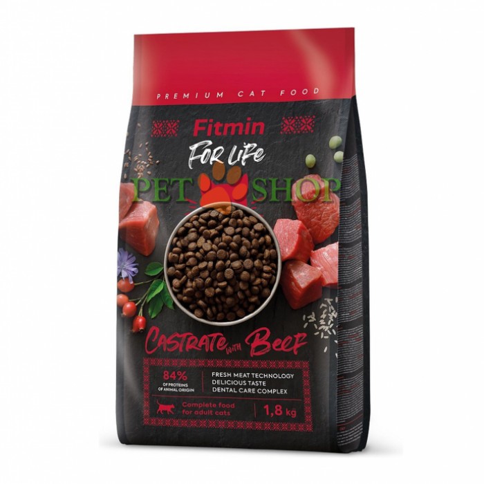 <p><strong>Fitmin For Life Castrate Beef&nbsp;&nbsp;-&nbsp;Hrana completa pentru pisici adulte castrate cu carne de vita proaspata.</strong></p>