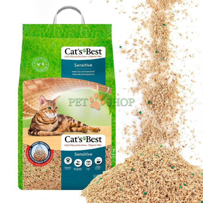 <p>Древесный комкующийся наполнитель <strong>Cat&rsquo;s Best Sensitive</strong> специально разработан для чувствительных кошек &ndash; его более мелкие гранулы обеспечивают особую мягкость для чувствительных лап. Кроме того, мелкие гранулы обеспечивают экономичный расход наполнителя, так как высокая зернистость приводит к образованию компактных, легко удаляемых комков.</p>
