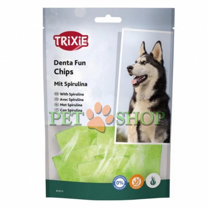 <p><strong>Лакомство для собак Trixie Chewing Chips жевательные чипсы со спирулиной, 50 гр</strong></p>