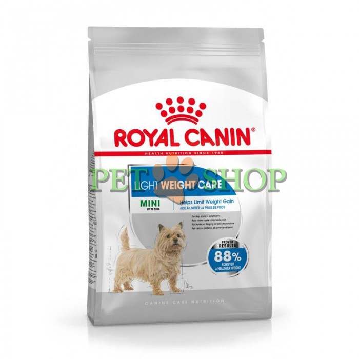 <p>Royal Canin Mini Light Weight Care - hrană uscată completă pentru c&acirc;ini adulți și seniori de talie mică (cu greutatea &icirc;ntre 1 și 10 kg), &icirc;n v&acirc;rstă de 10 luni și mai mult, predispuși la creștere &icirc;n greutate.</p>