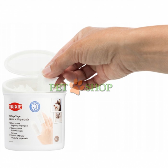 <p><strong>Салфетки для ухода за зубами Trixie 50 шт для собак, кошек и других мелких животных&nbsp;с питательным очищающим лосьоном (мята)&nbsp;как альтернатива зубной щетке и пасте.</strong></p>