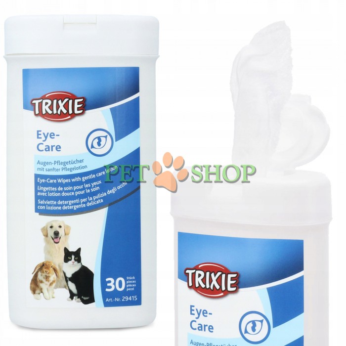<p><strong>Trixie 29415 Eye Care Влажные салфетки для глаз животных, 30 шт</strong></p>