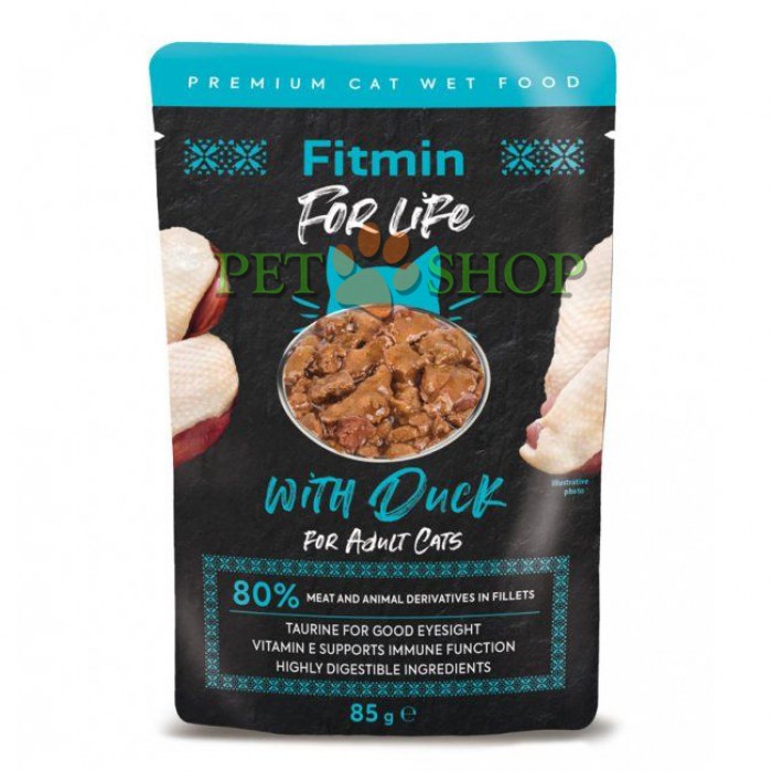<p><strong>Fitmin For Life Adult duck&nbsp;&ndash;&nbsp;Hrana umeda completă pentru pisici adulți - carne de rata in sos propriu.</strong></p>