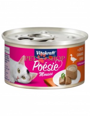 <p><strong>Vitakraft Po&eacute;sie Mousse Duck -&nbsp;</strong>влажный корм-паштeт для взрослых кошек с нежным муссом на основе мяса утки в лёгком соусе. Без зерна, сахара, искусственных красителей, консервантов и ароматизаторов.</p>
