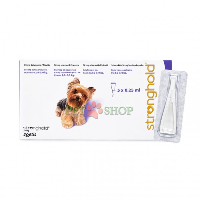 <p>Stronghold&nbsp;(действующее вещество селамектин) - единственный противоблошиный препарат, активный в отношении взрослых блох и их незрелых форм, присутствующих в окружающей среде до начала применения препарата. Он также эффективен против ряда других паразитов: клещ саркоптес, отодектоз - ушной клещ, взрослые особи аскарид, взрослые особи токсокар и анкилостом, профилактика дирофиляриоза (сердечные глисты).</p>