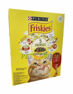 <p><strong>Hrană uscată Friskies pentru pisici adulte carne, pui, ficat 300 gr</strong><br />
 </p>