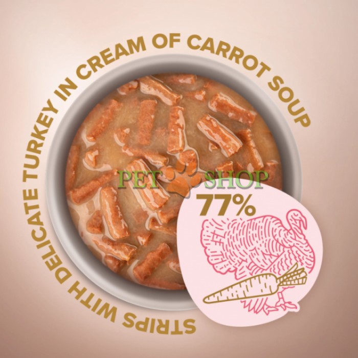 <p><strong>Club 4 Paws (Клуб 4 Лапы) Premium Selection Cat Strips Turkey in Cream Soup - Влажный корм с индейкой в морковном крем-супе для котов (полоски) 85 gr</strong></p>