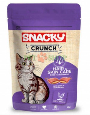 <p><strong>Snacky Crunch Hair Skin Care -&nbsp;</strong>дополнительное лакомство для взрослых кошек и котят старше 8 недель.</p>